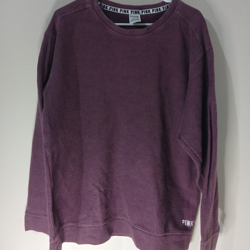 PINK Victoria's Secret Dusty Mauve Ribbed Crewneck Sweater Woman Large